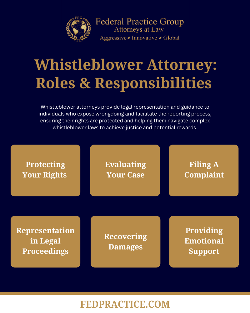 Whistleblower Attorney: Roles & Responsibilities Infographic